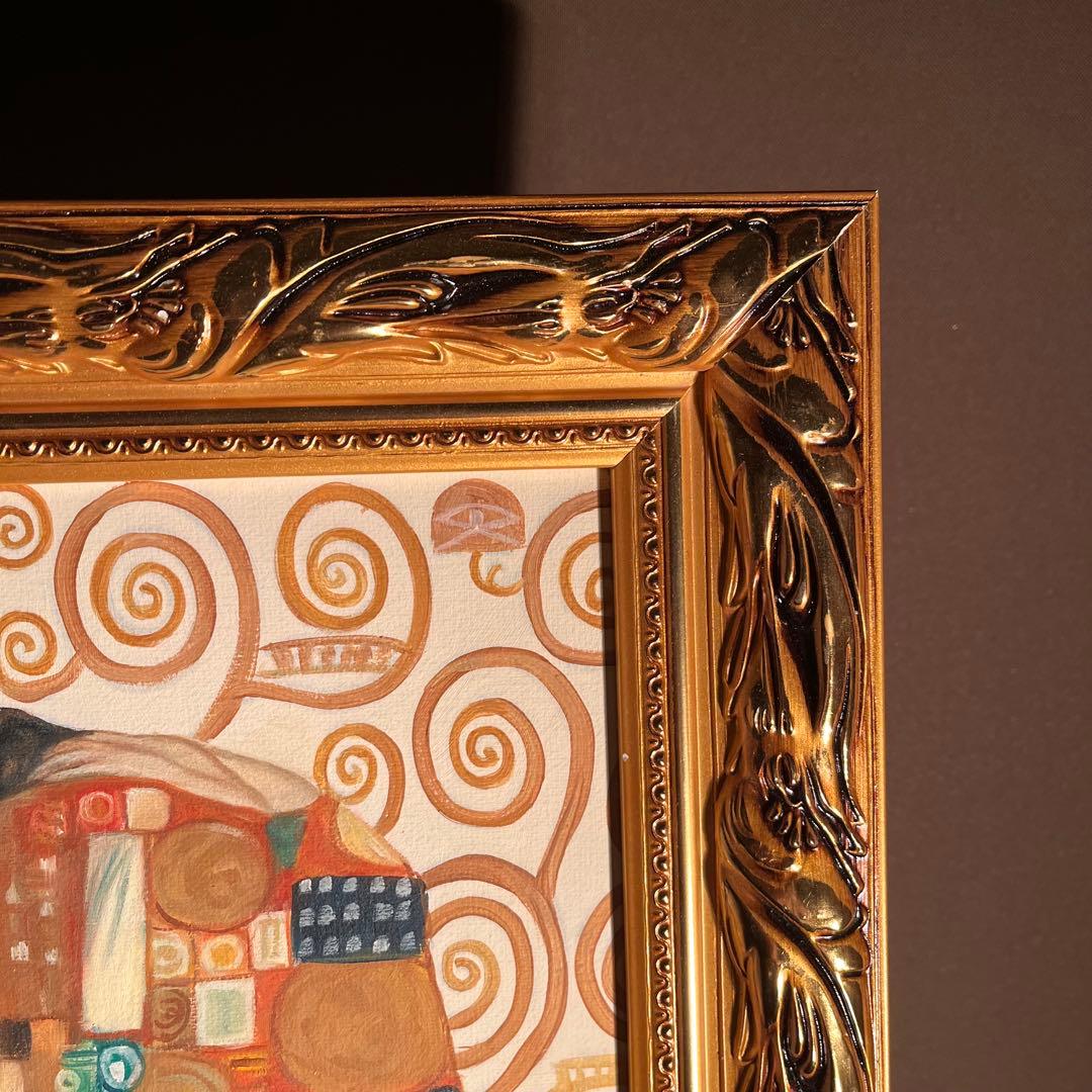 ★秀作★手書き油絵 クリムト 生命の木 （大）額付き 絵画 インテリア 油彩画