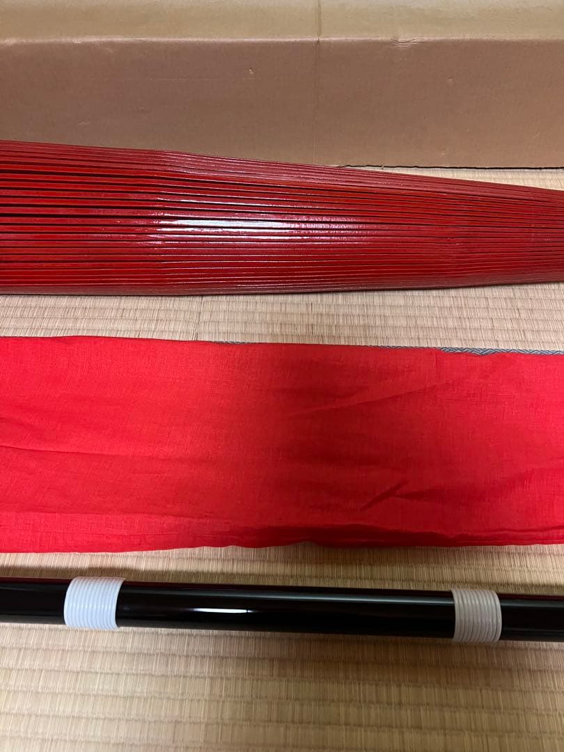 茶道具　野点傘　赤　袋と箱付き