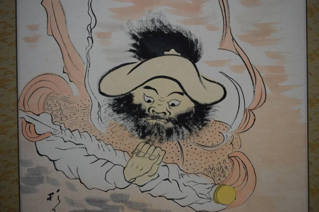 真作/近藤杉石/韋駄天/桐共箱付/布袋屋掛軸HH-606