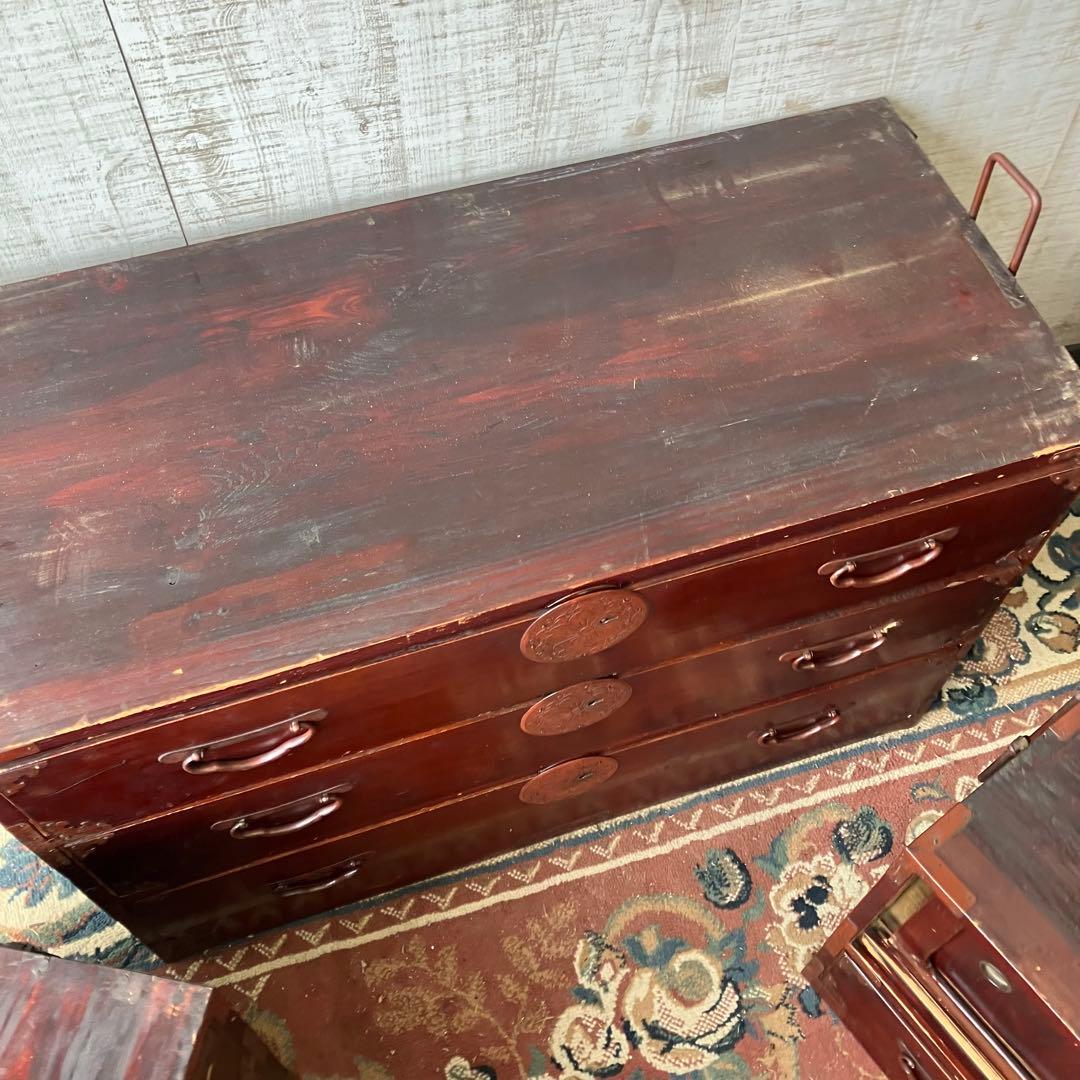 昭和レトロ 古家具 仙台箪笥 3分割 7段 引き出し箪笥 時代箪笥 古民家