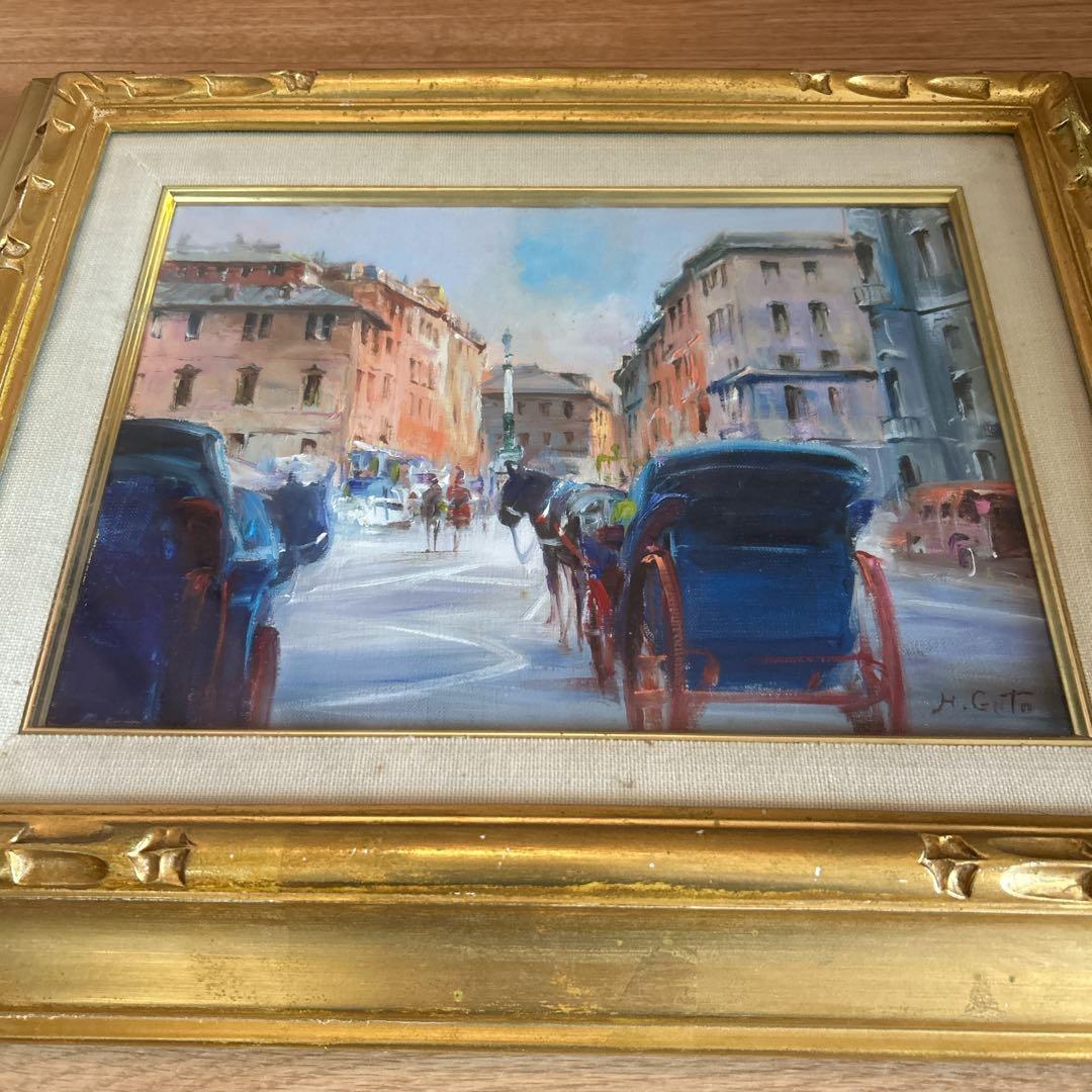 値下げ「ローマの朝」 一線美術協会　後藤弘画伯のローマの朝の街並みを描いた油彩画