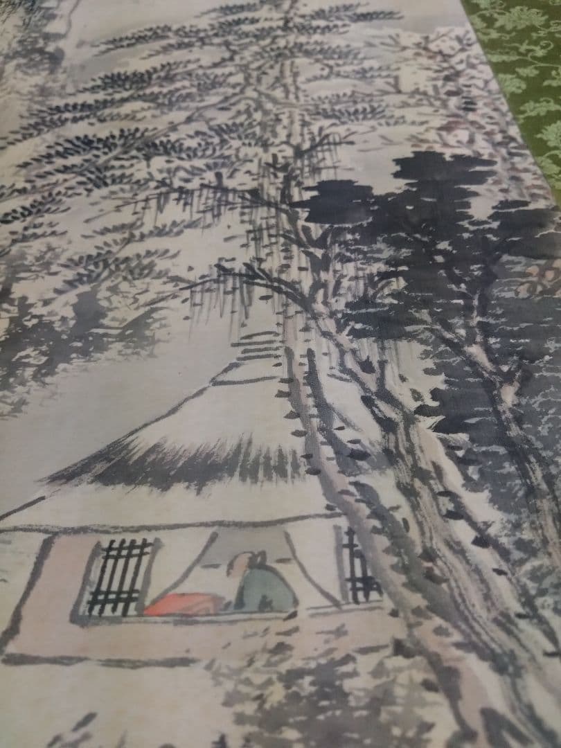 【真作】成木星洲 水墨山水図 大幅掛軸 約2m 南画 田能村直入系 美濃中津川