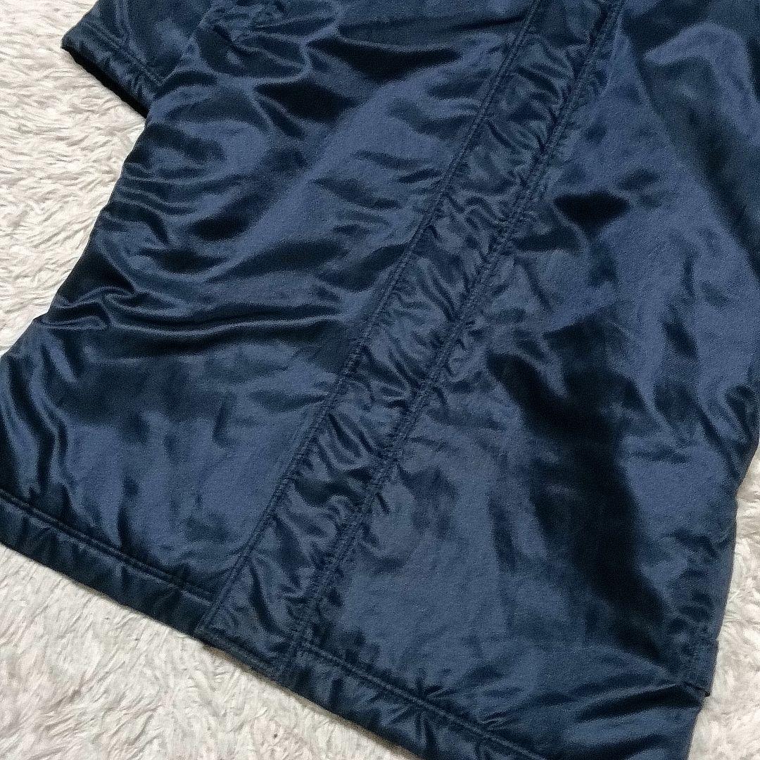 NIKE　ベンチコート　ロゴ刺繍　フード×裏地ボア起毛　XL　メンズ　ネイビー