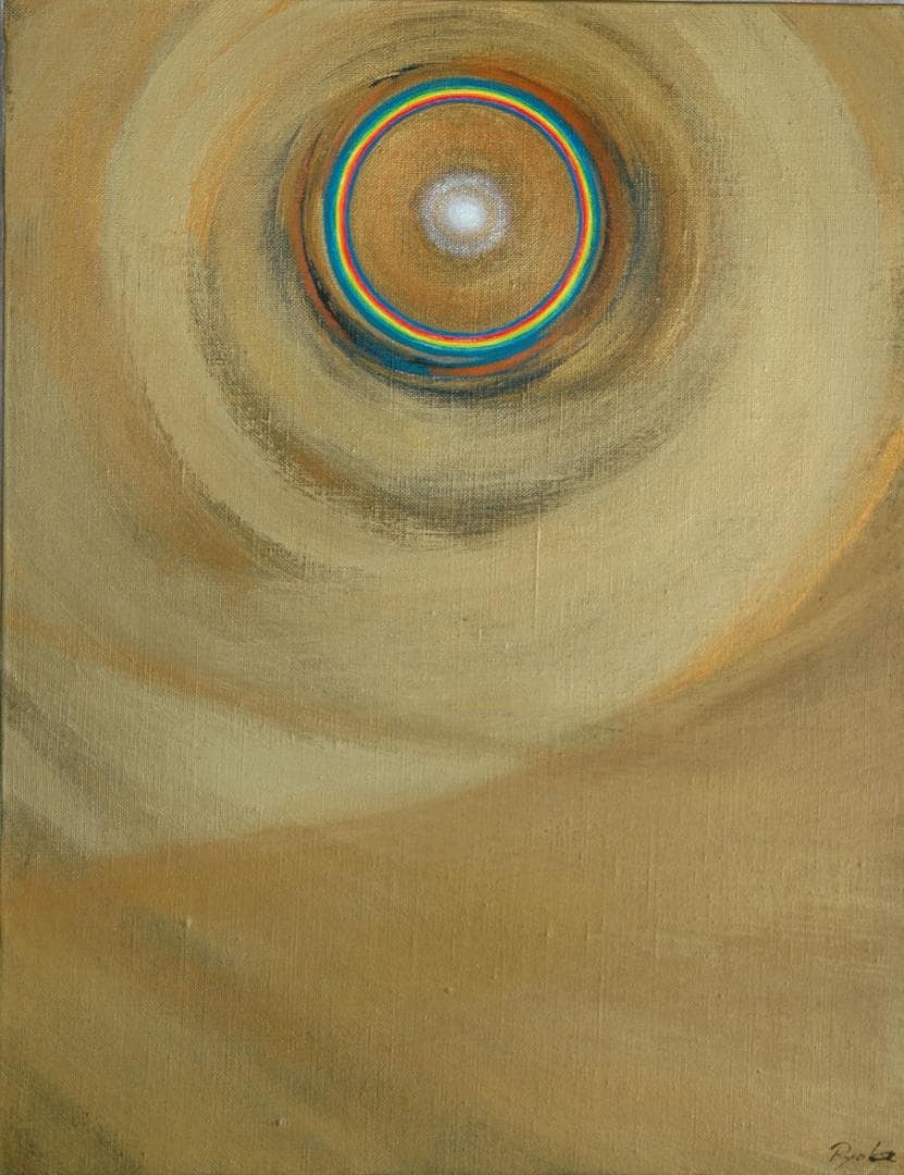油絵 菅家令子 絵 絵画インテリア額付(青緑+金色の枠)F6-G252023祈り