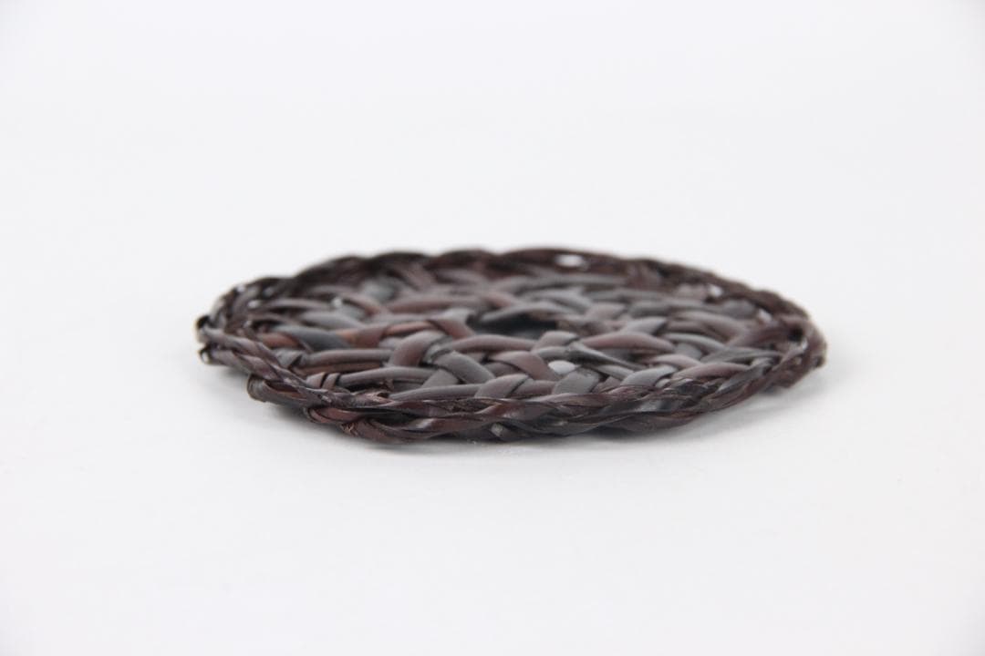 日本茶道具 鈴木 正々斎 造 竹編 亀甲 煎茶敷 幅8.5cm 共箱 Eo1-8