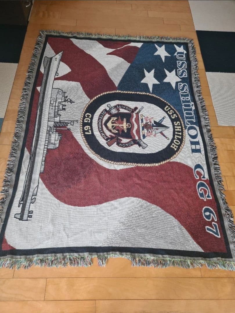 【★非常レア★米軍放出品】USS CG67 SHILOH船マーク付きブランケット