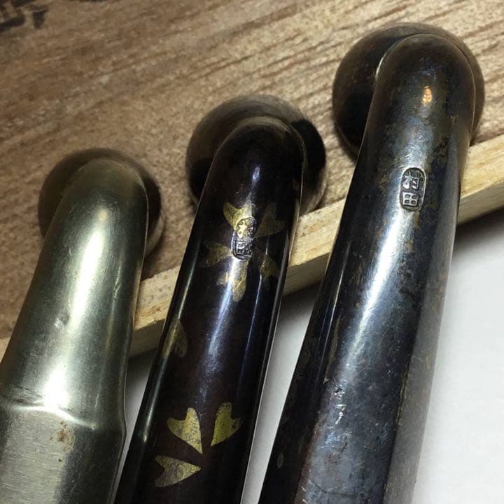 ◆煙管３本◆勲六等瑞宝章 金工師 吉田省吾作 純村田張煙管 純銀 キセル 喫煙具