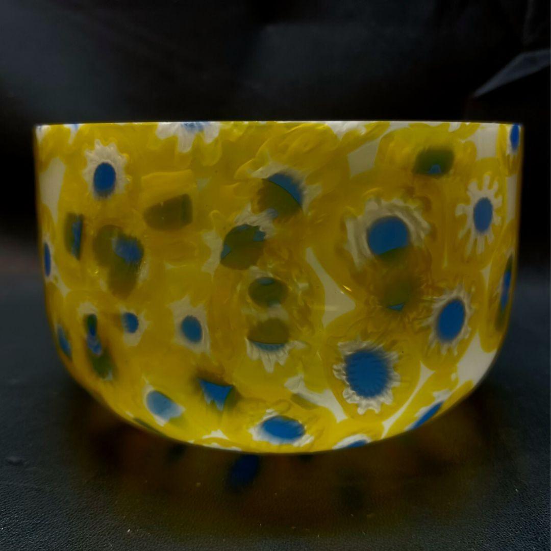MURANO GLASS 蓋物 イエロー ミルフィオリ お碗