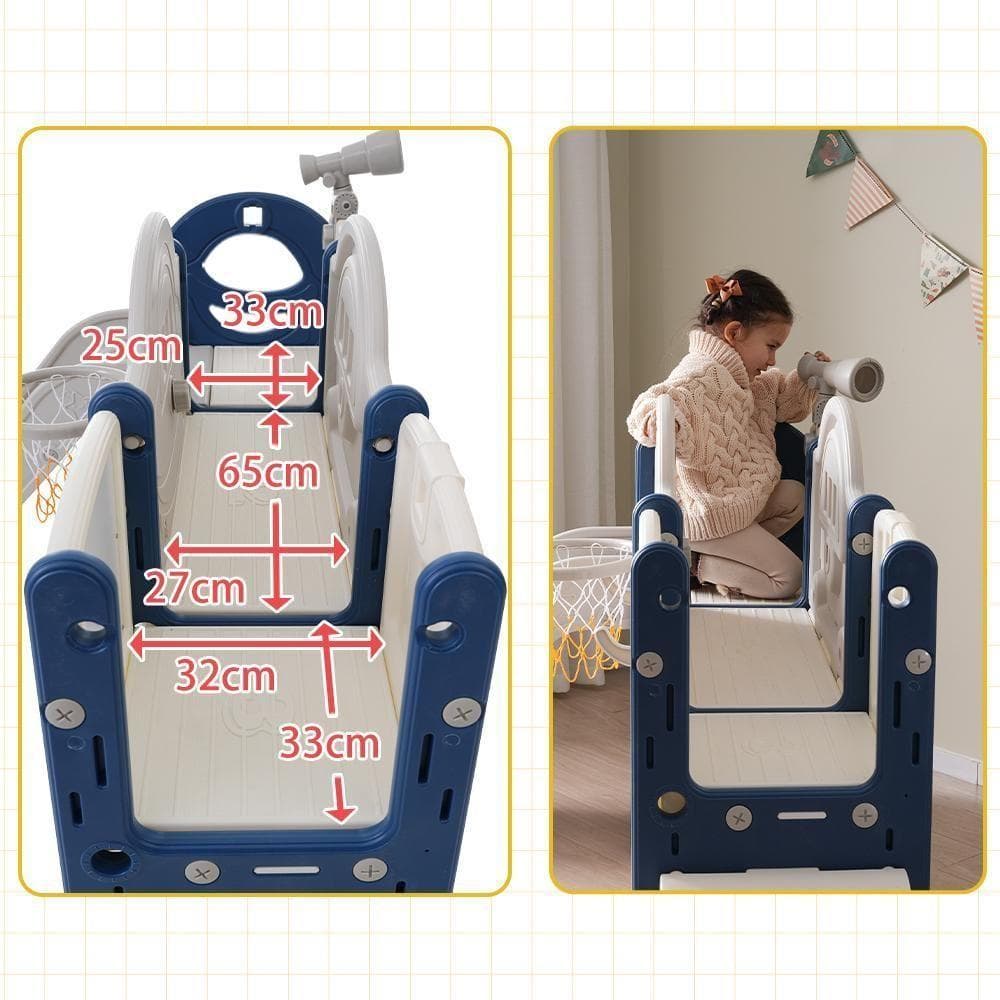 すべり台大型遊具すべりだいスライダー室内遊具バスケットゴール収納ブルー×グレー