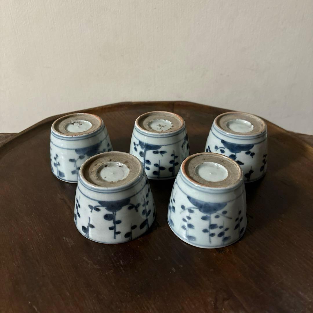 古伊万里蕎麦猪口5点　アンティーク　酒器　懐石　古道具　骨董　検:李朝