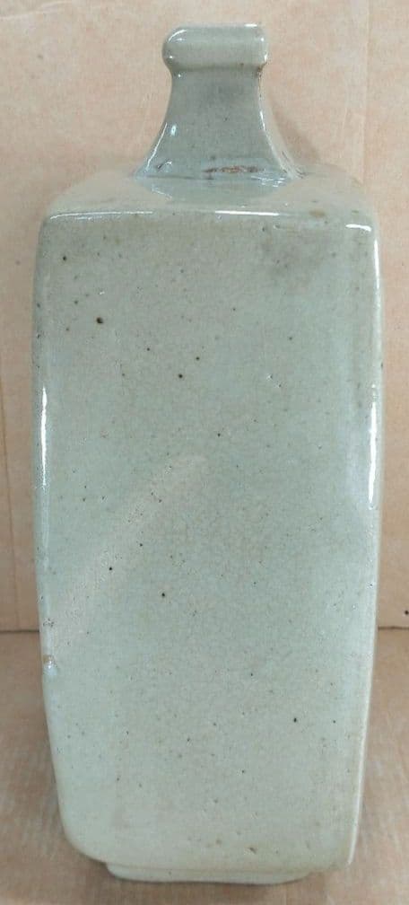 濱田庄司(浜田庄司) 白釉鐵絵扁壷 共箱 人間国宝 益子焼 美品 黍花文 花文