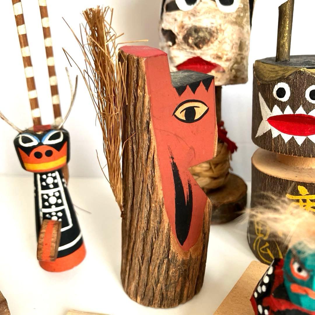 鬼こけし 妖怪 大津絵 鬼剣舞 魔除け鬼 鹿踊り 祭事 むくり こくり 怪異6点