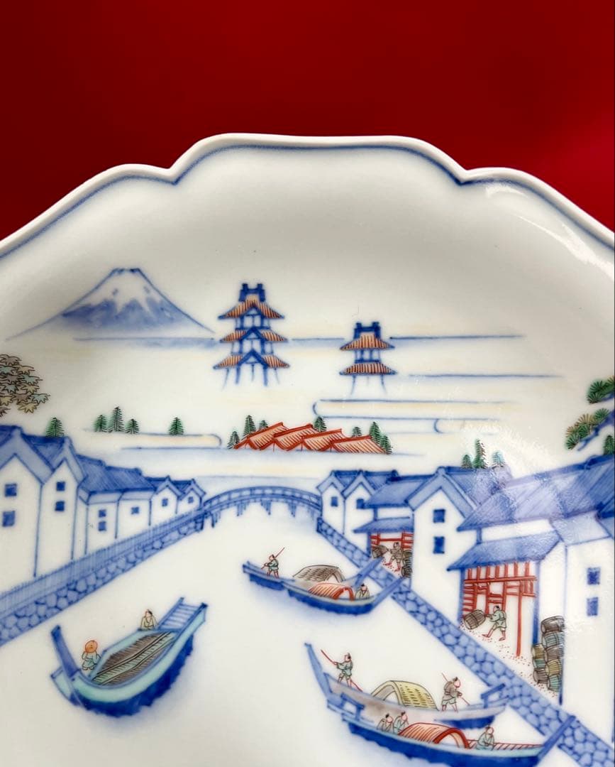 古美術 今右衛門作 人物 風景 飾り皿　木箱付き コレクション 骨董品