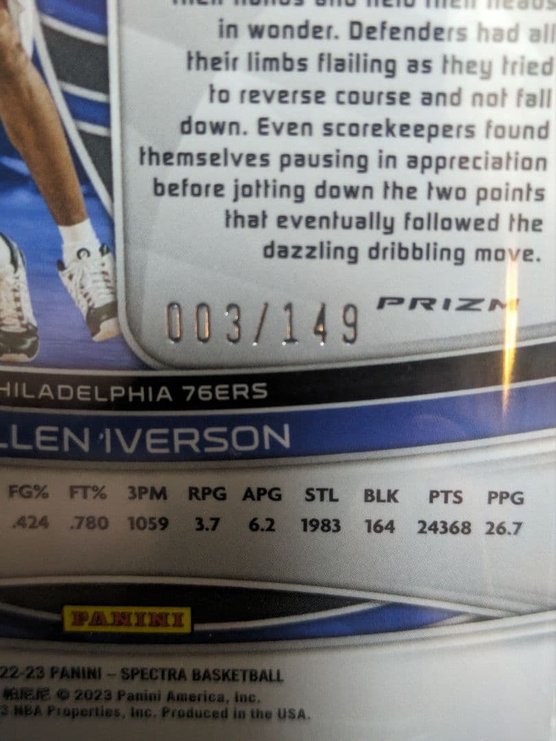 ALLEN IVERSON SPECTRA PSA10 ジャージナンバー