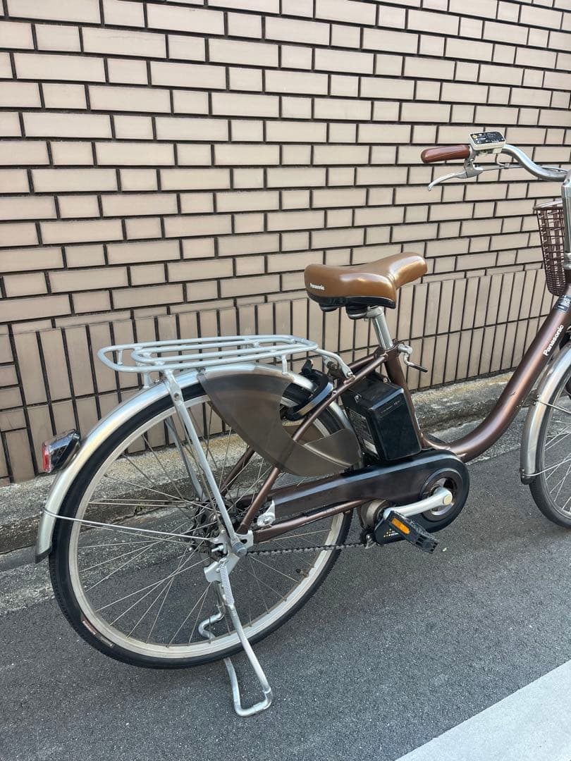 ブラウン 電動アシスト自転車 前バスケット付き
