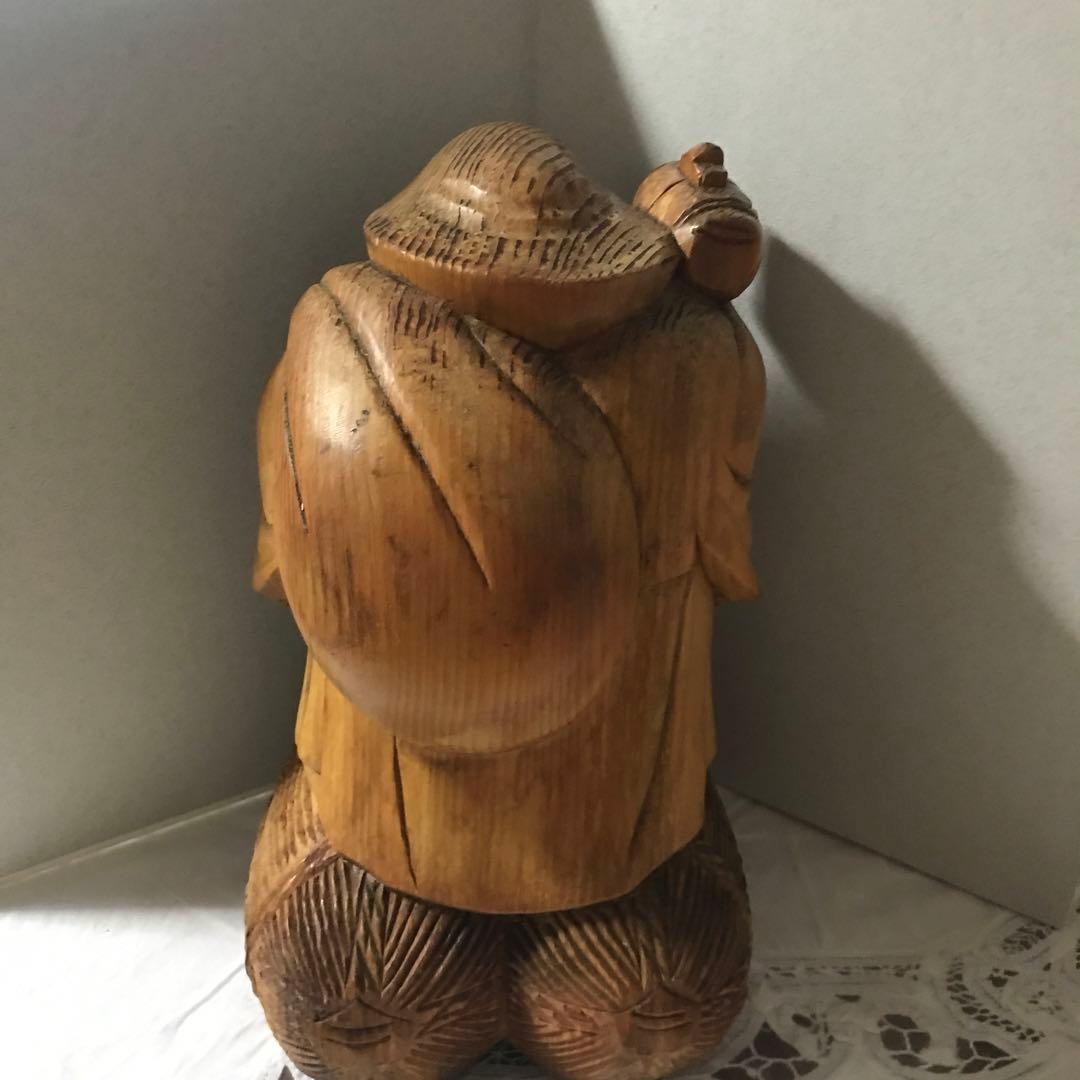 木製 福の神 大黒天 彫刻 約30cm