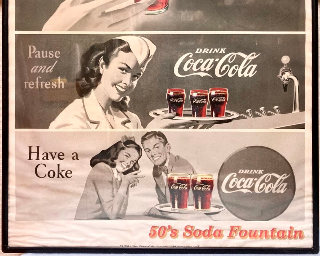 ◆中古美品◆Coca-Cola／コカコーラ／レトロ／ビンテージ／パネル3枚