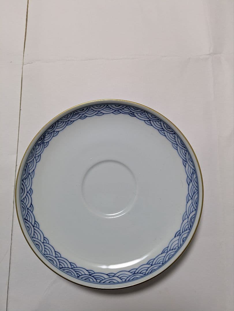 波佐見焼、丹心窯、フリーカップ、カップ＆ソーサー、水晶彫、青海波、箱無