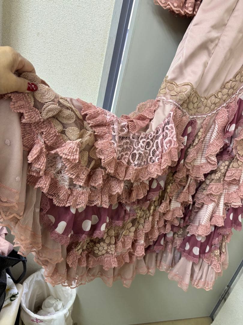 フラメンコドレス ピンク フリル付き ベスト付き