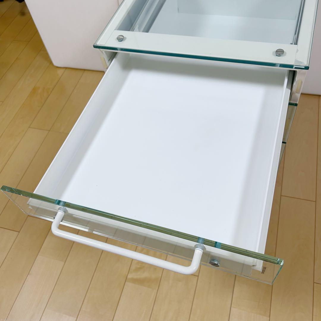 東馬　TOHMA ガラスワゴン　キャビネット　強化ガラス　希少　ホワイト
