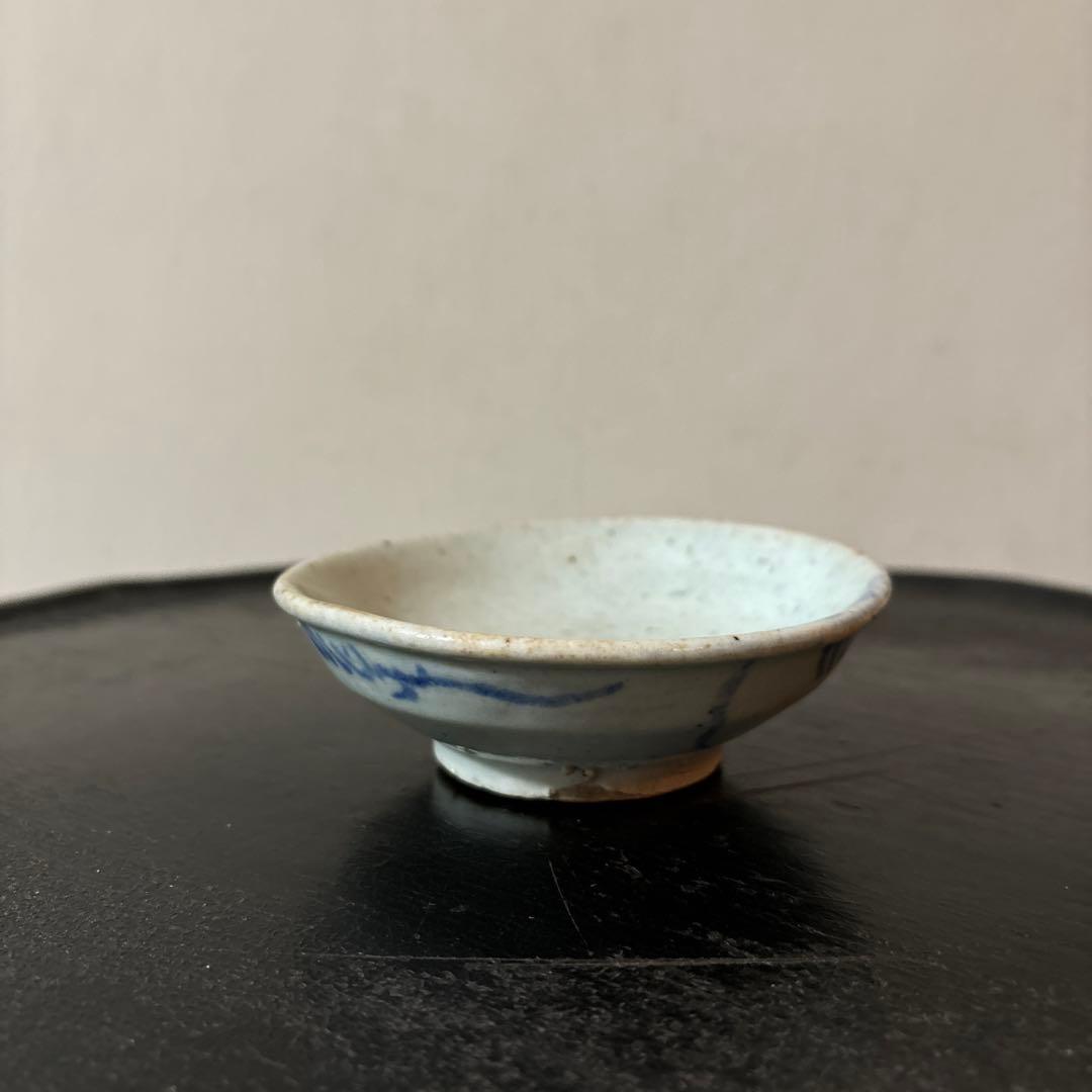 李朝染付盃　分院　白磁　ぐい呑み　猪口　アンティーク　酒器　朝鮮古陶磁　白洲正子