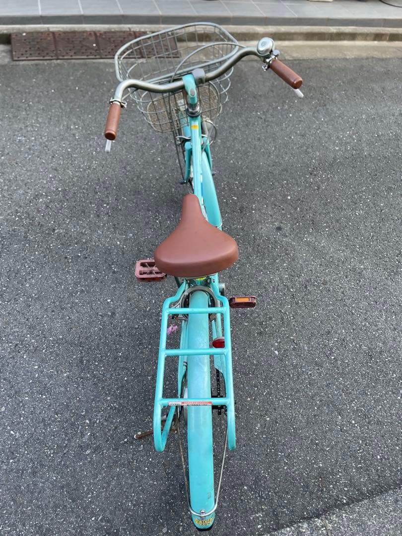子供用自転車 水色 前面バスケット付き