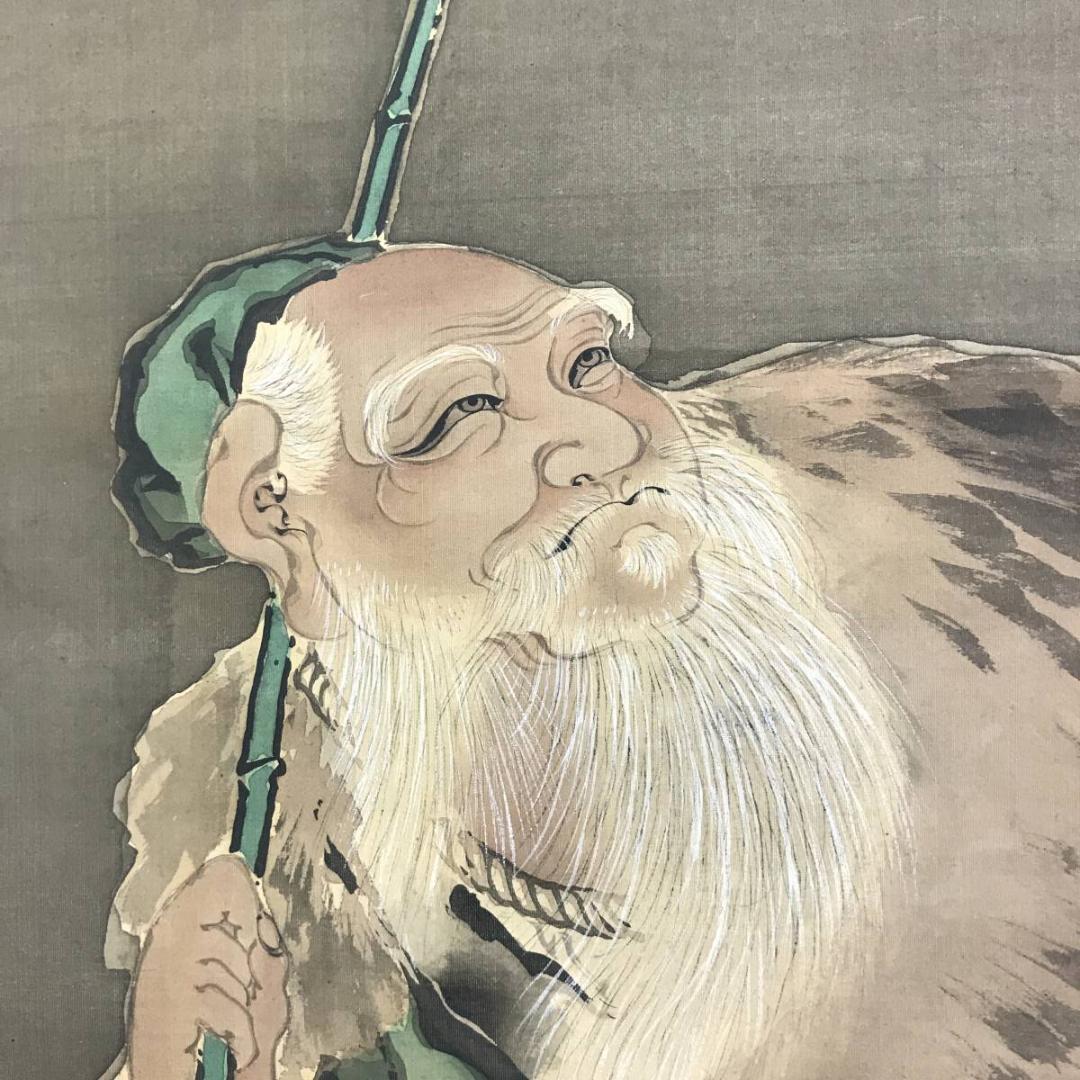 黒田稲皐/太公望/群鯉図/三幅対/花鳥図/人物図/掛軸/名家伝来/AD-896