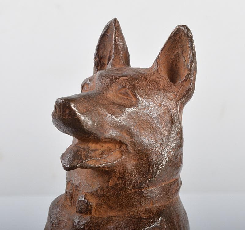 日展参与　彫刻家　古川順三作　青銅　犬　置物　共箱 V　R4277
