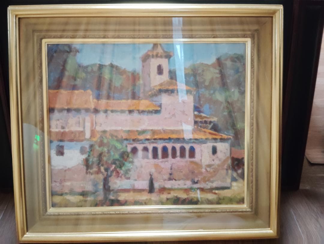 本日大特価‼️美品絵画油絵 人気画家青山誠一風景画北スペインロマネスクの僧院