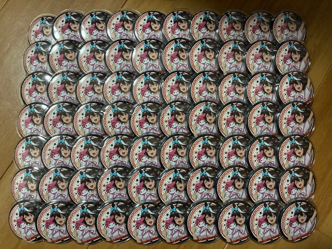 ウマ娘　サンリオ　キタサンブラック　マイメロディ　缶バッジ　70点