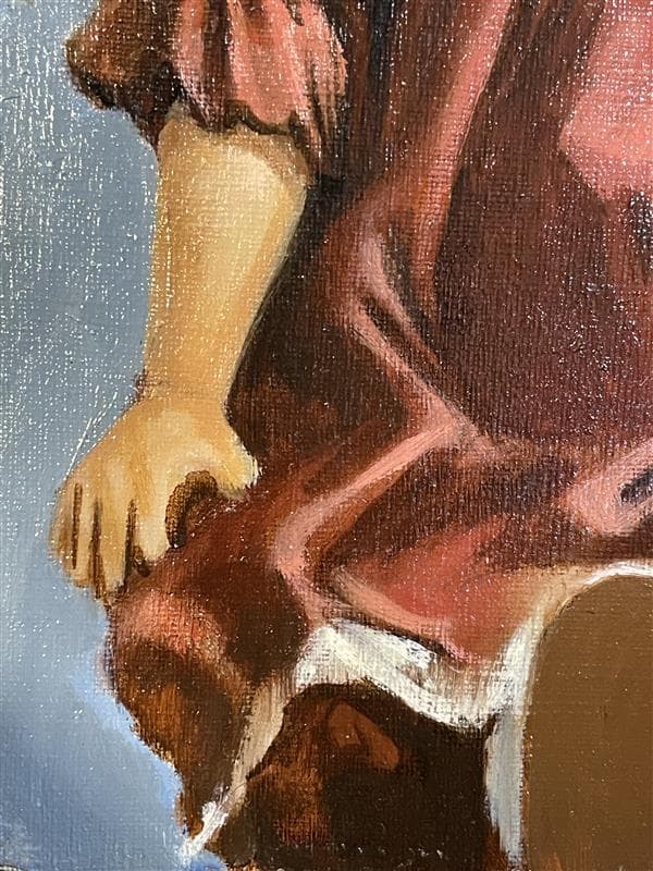 「真作」陶山侃「人形姉妹」静物画　油彩画　額装　F4号