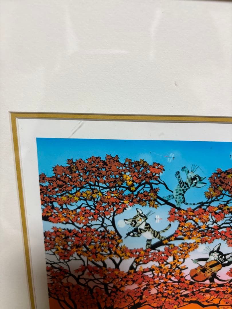 紅葉と猫のシンフォニー 藤城清治作