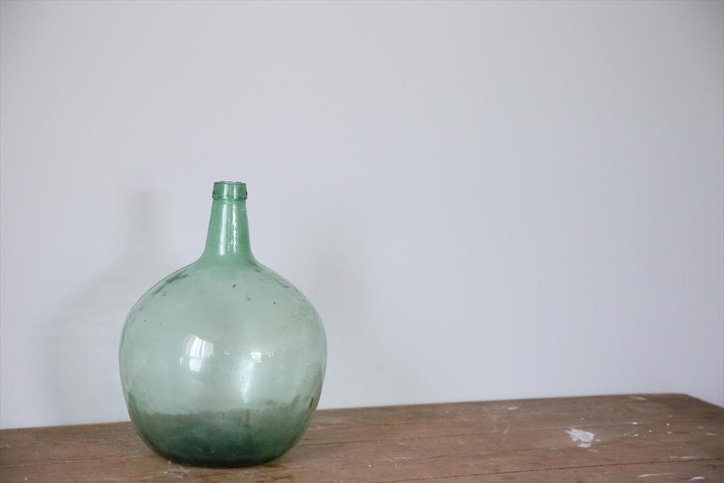 フランスアンティーク雫型ワインボトル/デミジョン/ガラス花器(77-163-4