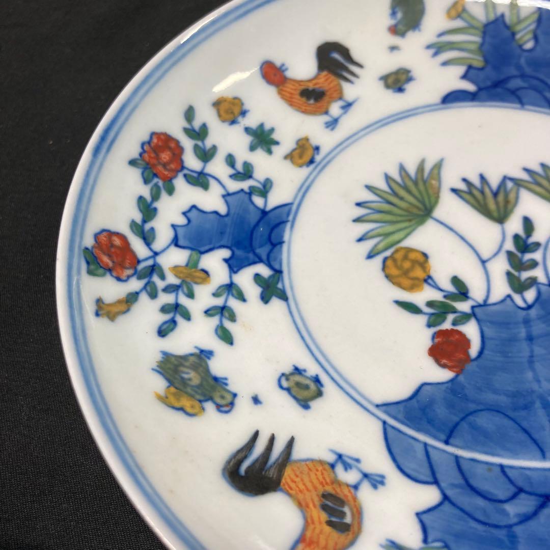 《中国美術》大明成化年製 花鳥図 絵皿 飾り皿