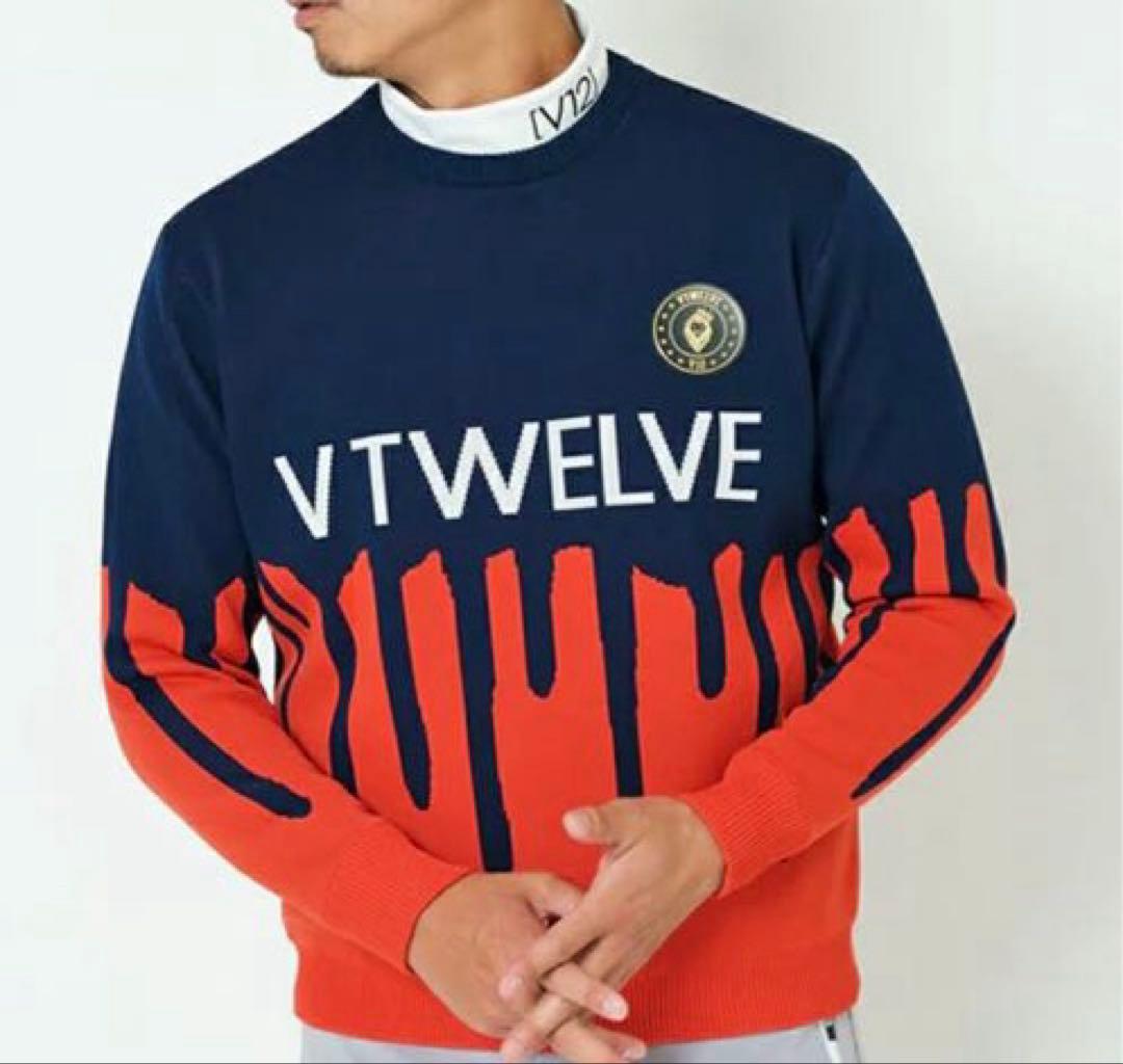 ¥28,600新品正規品【V12/XL】裏地付きクルーネックニット長袖カットソー