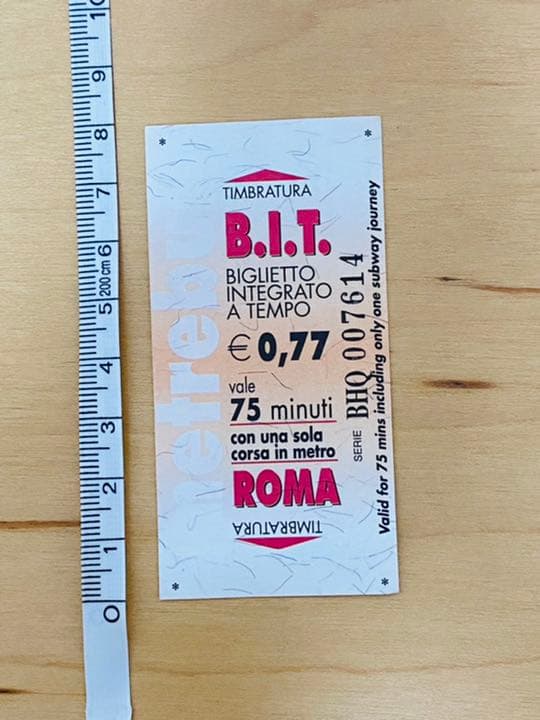 約25年前のイタリア　ローマ地下鉄  切符