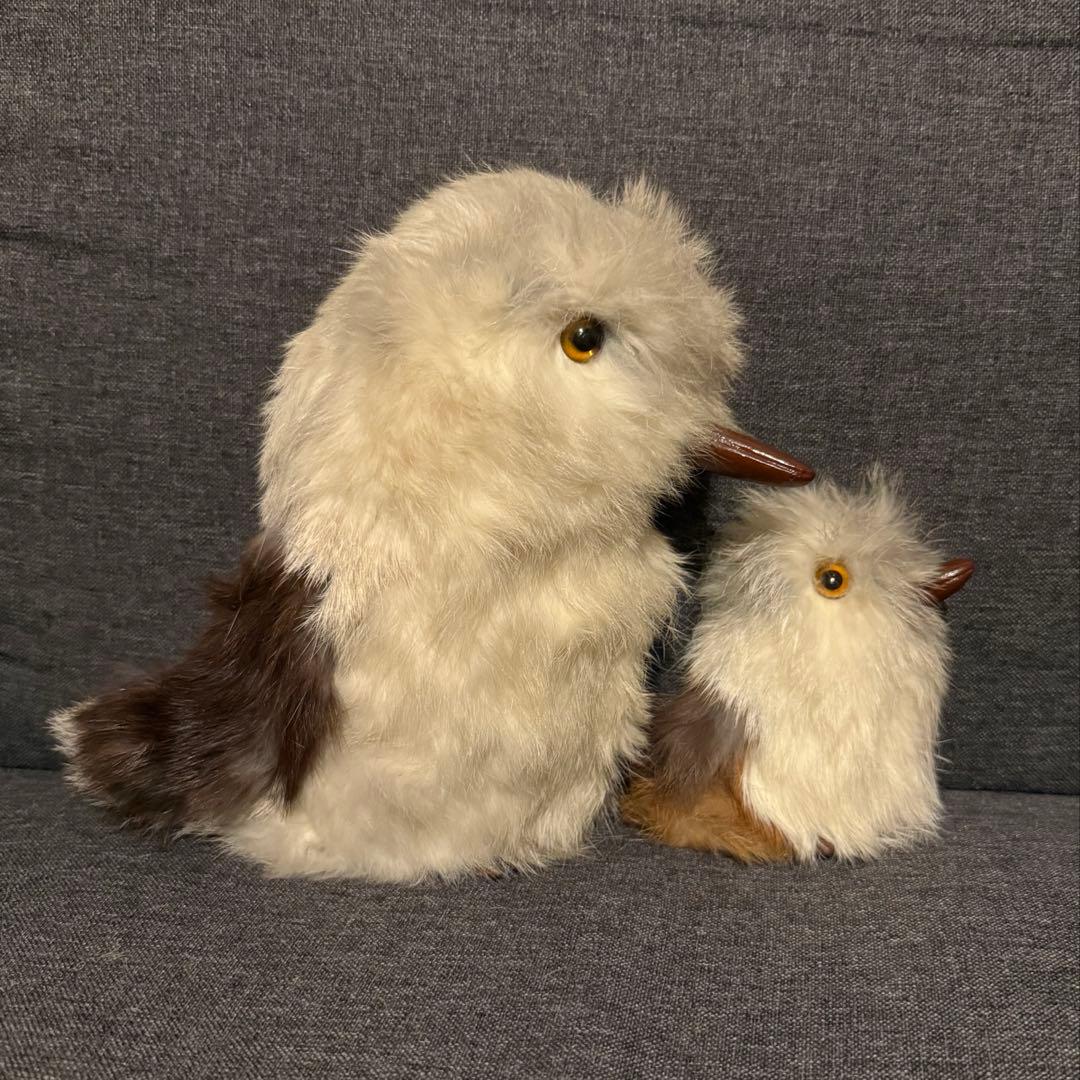 【レトロ】 リアルファー ぬいぐるみ カワセミ フクロウ 鳥 アンティーク