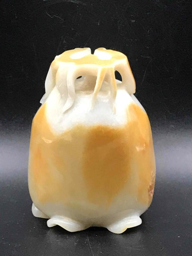 清雍正時代　和田玉 猿と神丹炉和田玉彫り　白玉　古玉石　珍品(F-12)