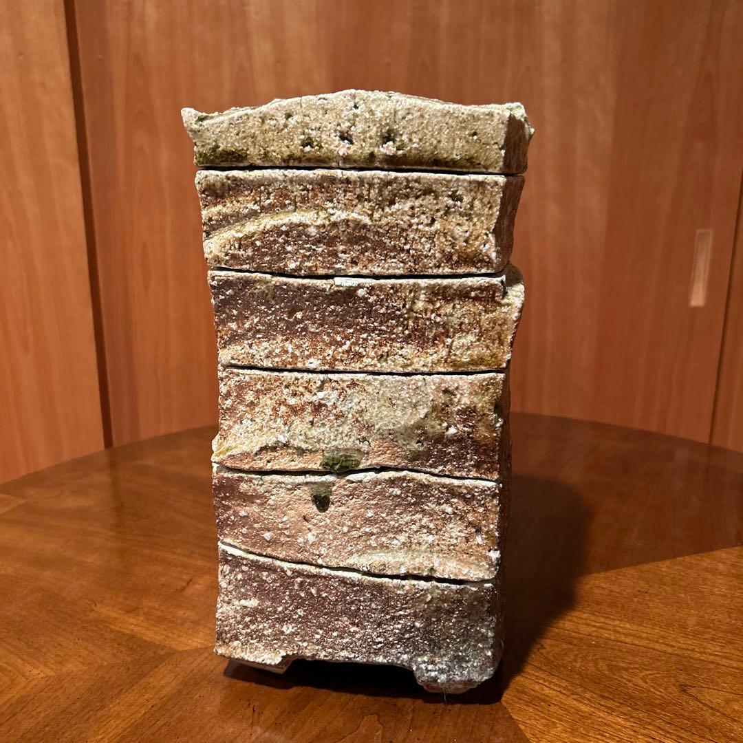 新品①◆作家　澤　克典作　信楽焼　五段重　一点物