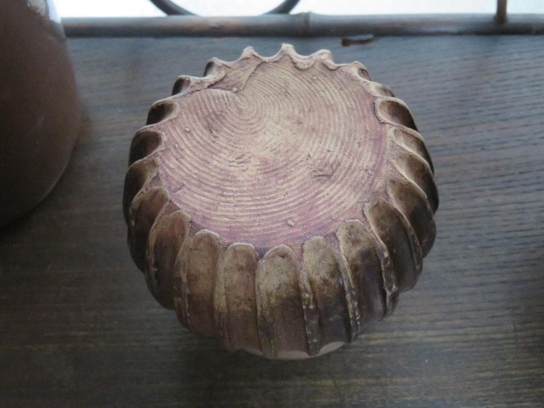 ◆377◆ 灰陶鎬文瓶　花瓶　イラン　テッペハサンル　黒釉篠木文壺