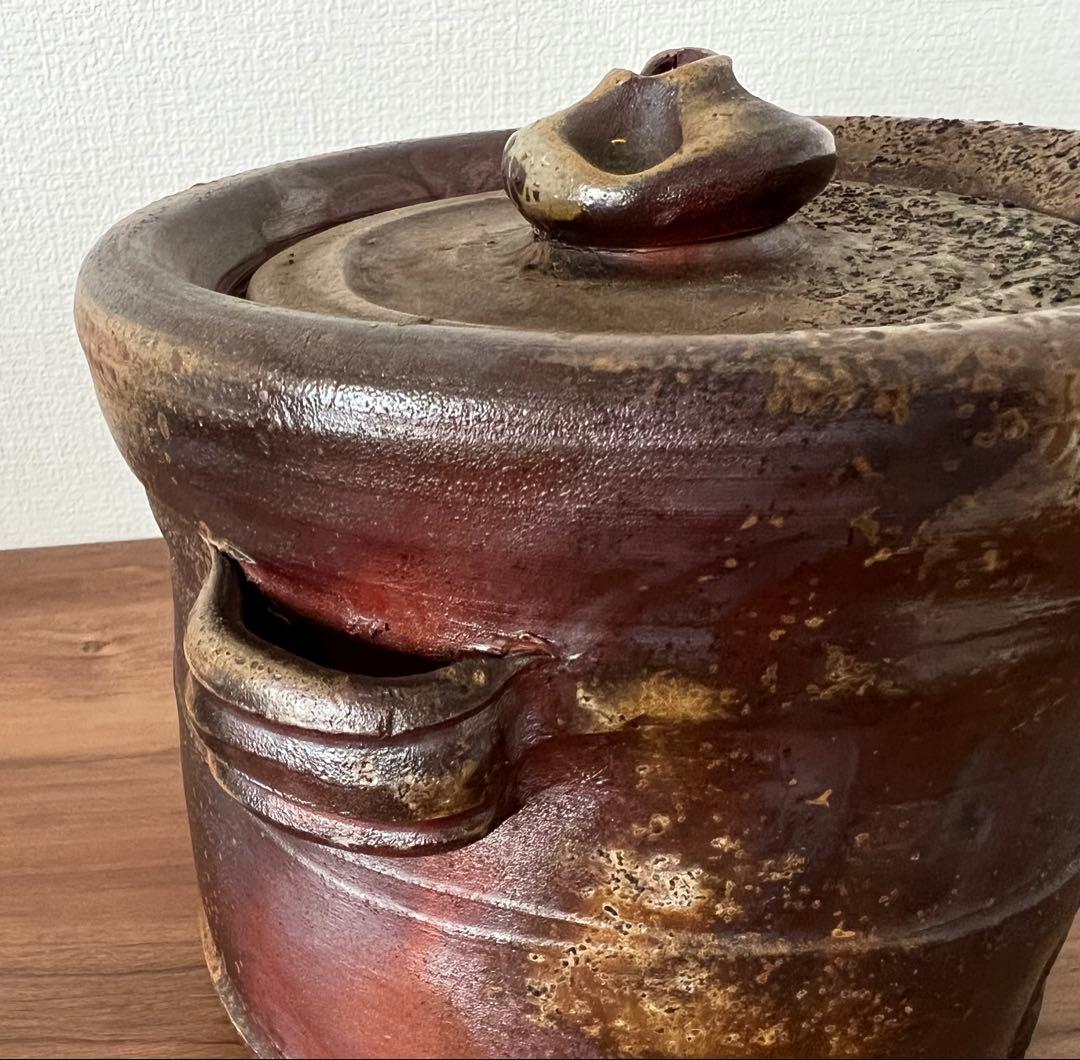 松笠靖彦 備前水指 茶道具 茶道 共箱 共布 備前焼 陶芸