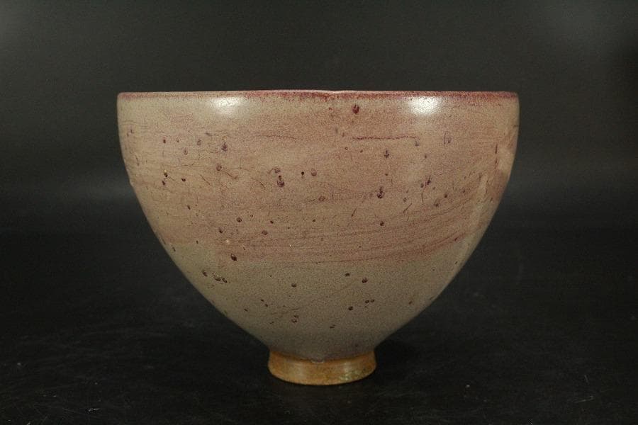 中国美術 鈞窯 斑紫釉 碗 φ14cm 茶道具伝来(LC253)