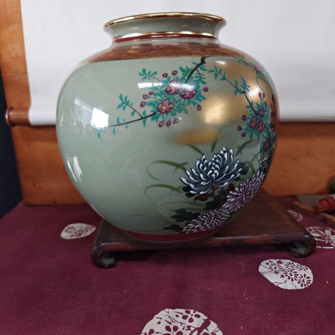 陶器 花瓶 鳥と花のデザイン