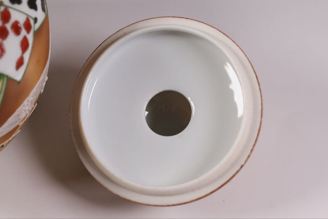 【CM322】オールドノリタケ トランプ スリーハンドル 葉巻入れ 蓋物 盛上