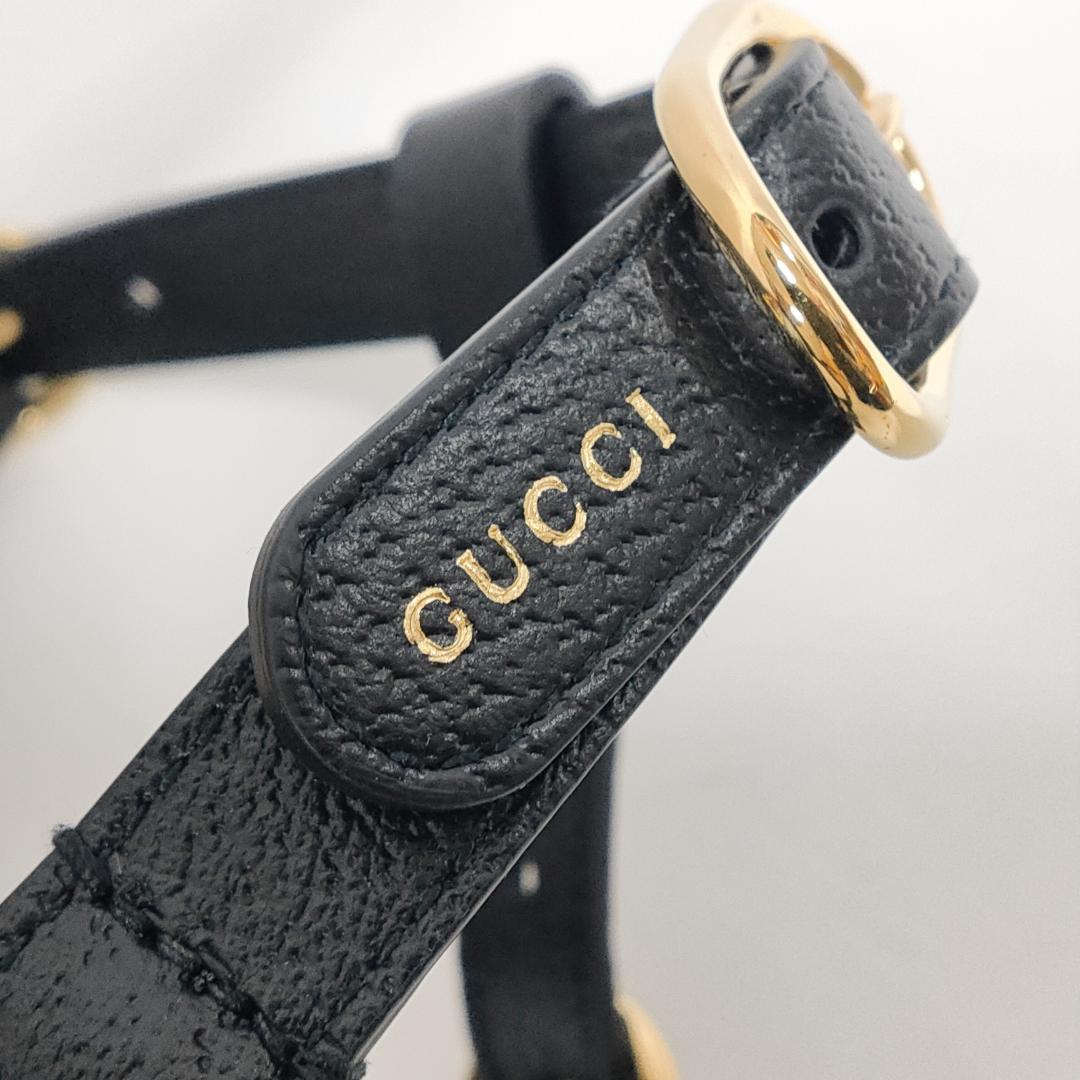 新品 未使用 グッチ インターロッキングG ドッグ ハーネス ブラックレザー S