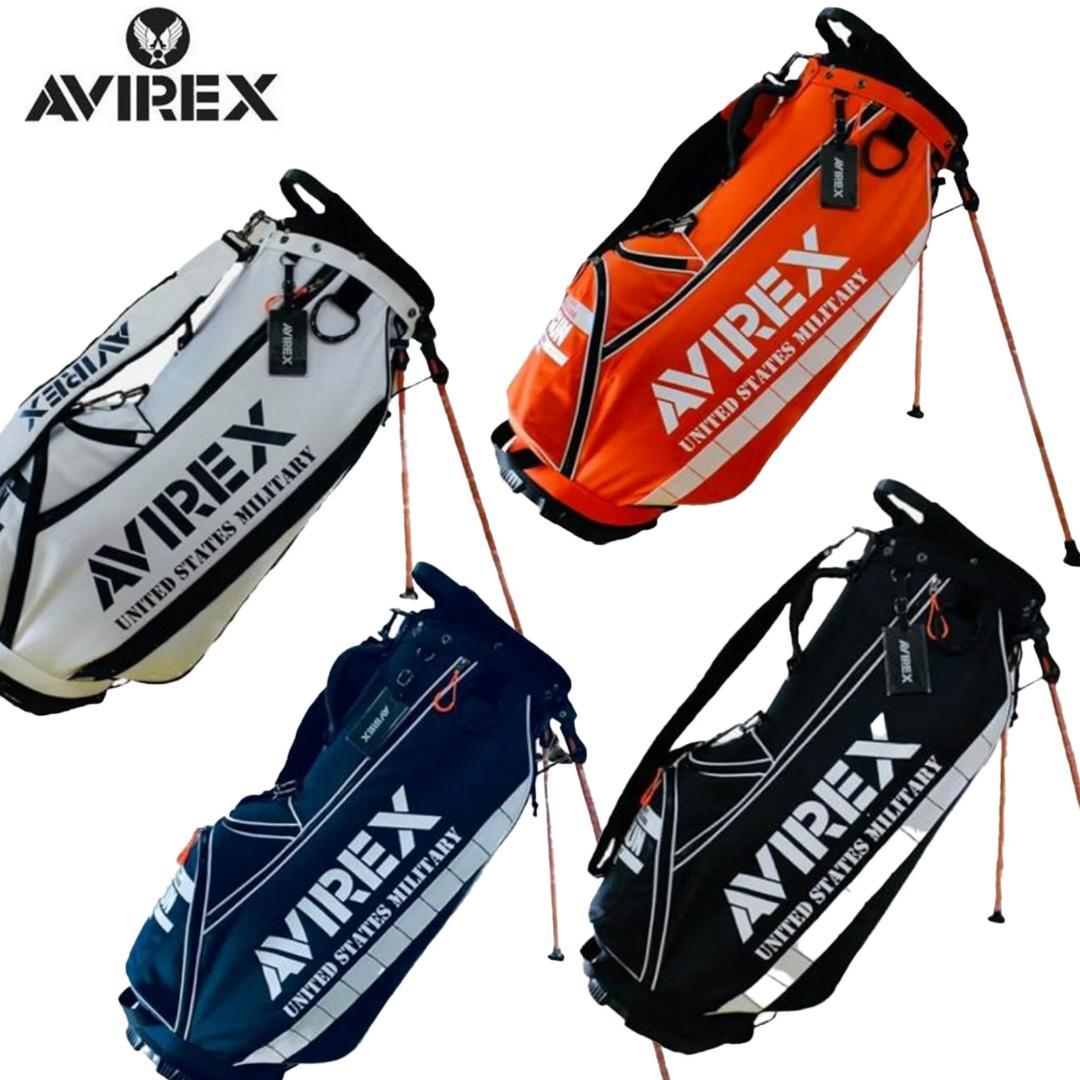 新品 AVIREX アヴィレックスゴルフ スタンド式 キャディバッグ オレンジ