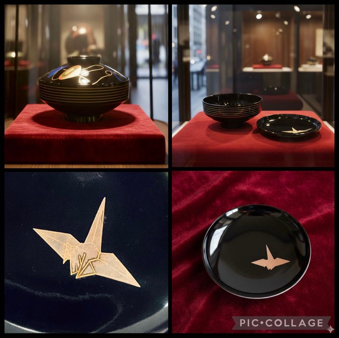 【時代物】金沢漆器 能作謹製 独楽蒔絵 千筋吸物椀×5客セット縁起物 民藝