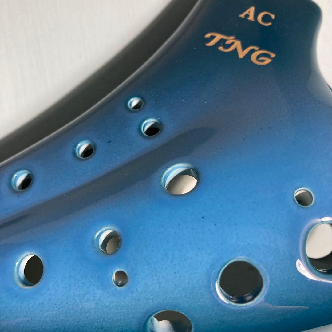 【新品未使用】TNGオカリナ ダブル アルト C管 グラデーションブルー 青