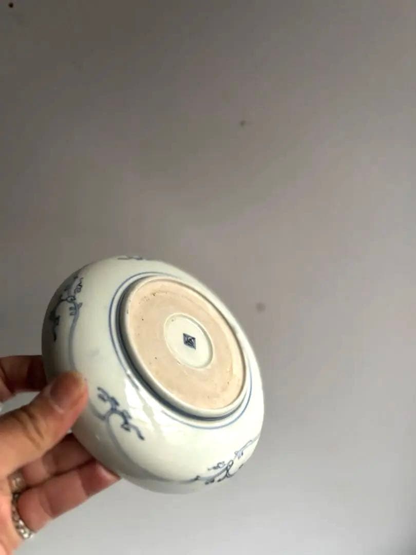 【ぷくぷく様リクエスト】骨董 アンティーク 古伊万里 コウモリと花図線描皿 3枚