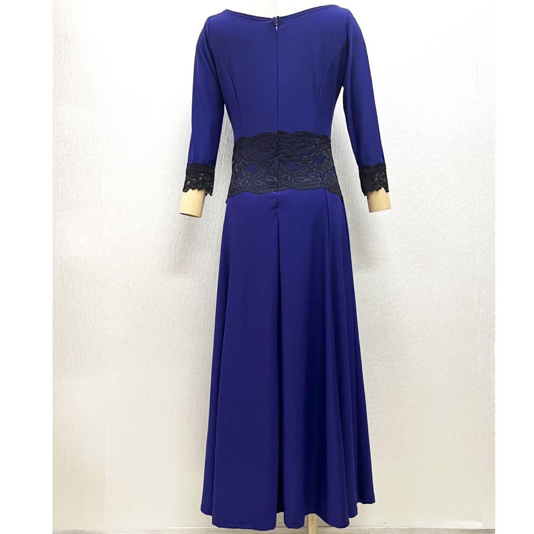 新品 社交ダンス ワンピース 青紫 無地 サイズML